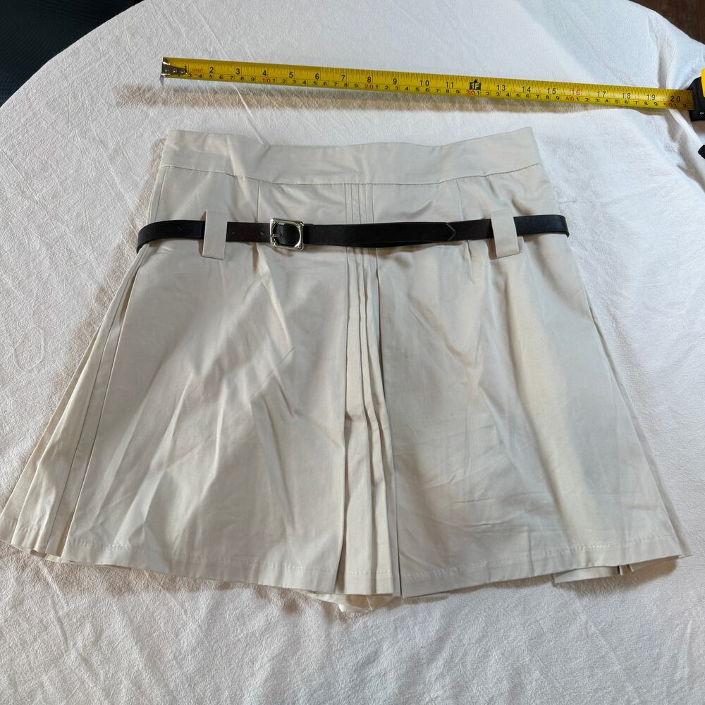 Korean Belted Pleated Mini Skort Skirt